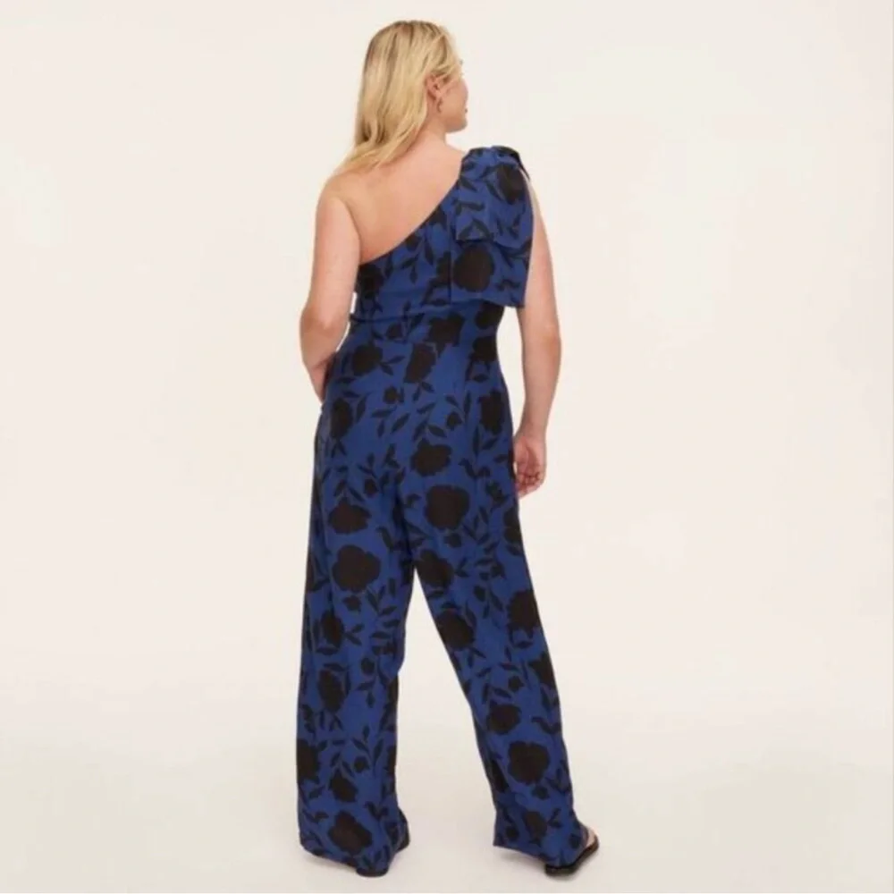 Kate Spade x Target Linen Blend Floral Jumpsuit Dress - Blue/Black Size 16 NWT
